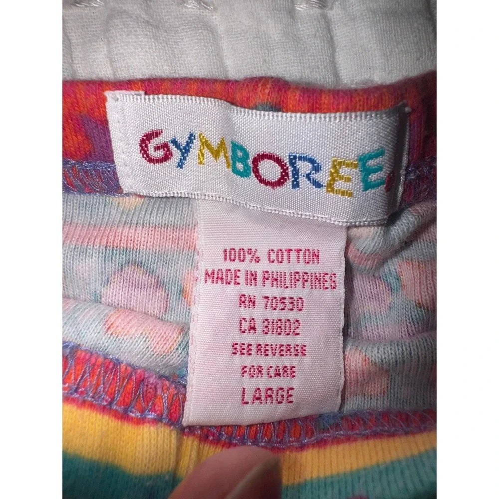 Vintage 90s Gymboree Cotton Leggings Large Hearts Acorns Leaves Colorful Striped